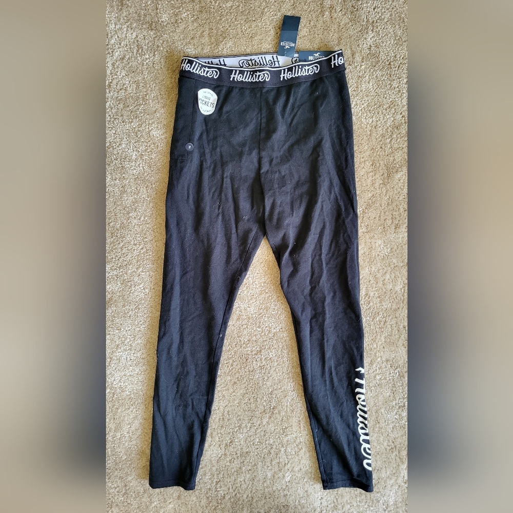 Hollister Black Leggings with White Accents